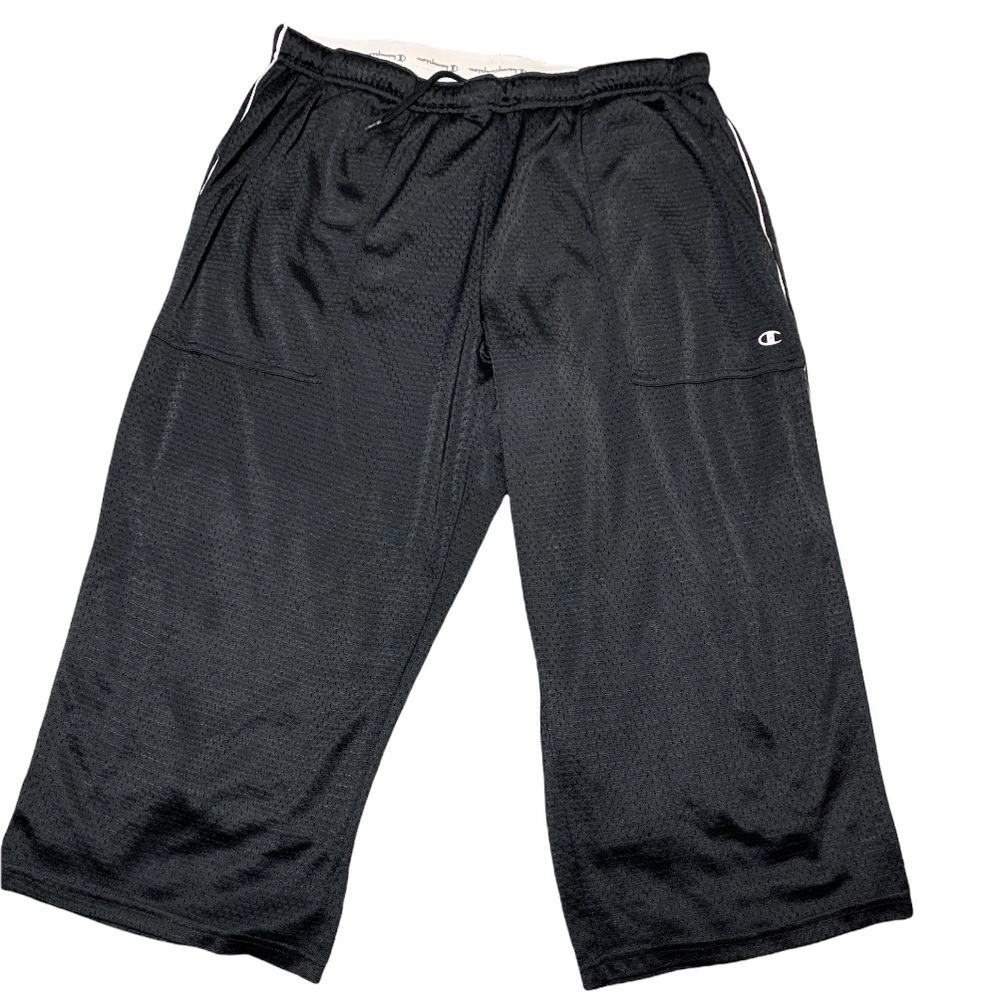 Champion Black Mesh Cropped Jogger Women's Large Wide Leg pants Sports
